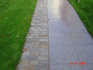 Antique granite cobblestone alongside Granite paving (6)
